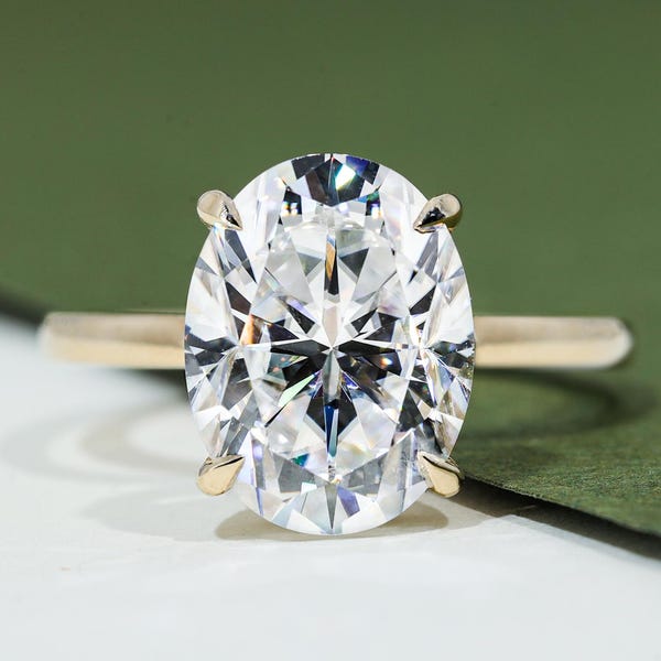 4.0 ct Ovalschliff Moissanit Verlobungsring 4 Zinken Oval Solitär Ehering Jubiläum Brautring Frauen Versprechen Ring