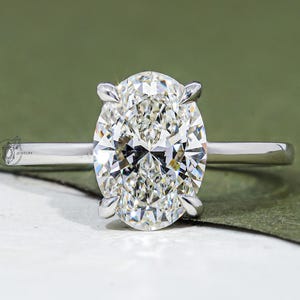 2.0 CT Oval Cut Lab Grown Diamond Engagement Ring Hidden Halo Solitaire Wedding Ring Anniversary Gift For Her Oval Diamond Ring for Proposal