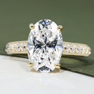 3.75 CT Oval Cut Moissanite Ring Oval Engagement Ring Hidden Halo Ring Classic Oval Moissanite Diamond Ring Gorgeous Wedding Ring For Her