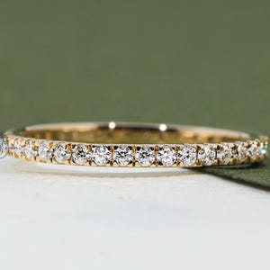 14k Solid Gold Full Eternity Band Round Cut Moissanite Wedding Ring Stackable Ring Anniversary Gift for Women Stackable Band Bridal Ring