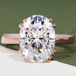 4.5 CT Oval Moissanite Engagement Ring 14k Solid Gold Double Prong Oval Cut Wedding Ring Oval Solitaire Ring Anniversary Promise Ring