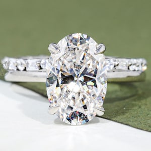 14K Solid Gold Oval Cut Moissanite Ehering Set Vintage Verlobungsring Set Einzigartige Baguette Cut Band Jubiläum Geschenk Versprechen Ring Set