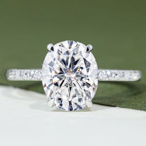 3.0 CT Oval Cut Moissanite Engagement Ring Hidden Halo Oval Solitaire Ring 14k Solid Gold Ring Anniversary Gift Ring Bridal Ring Daily Ring