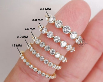 Volledige eeuwigheid 1,8 MM ronde Moissanite trouwring minimalistische Moissanite band drijvende Bubble band stapelbare band verjaardag cadeau band