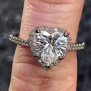 Heart-Shape Moissanite Open Ring main image 1