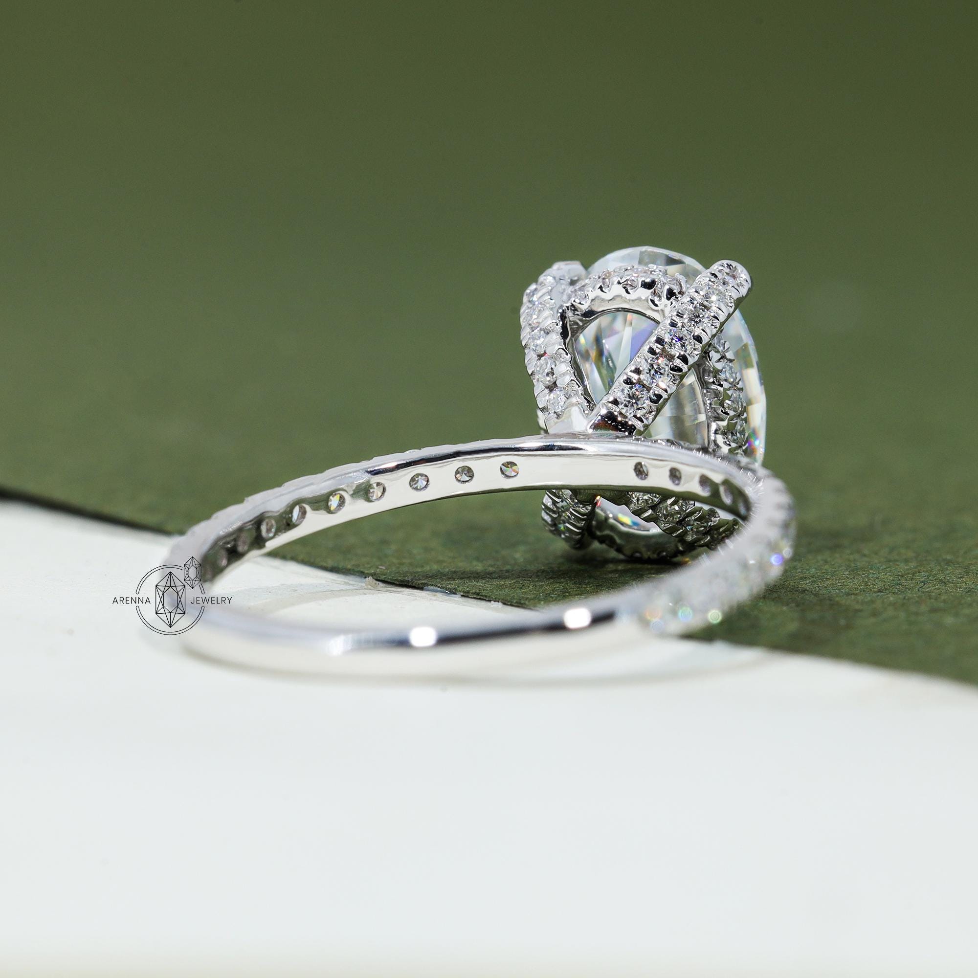 2.5 CT Oval Moissanite Engagement Ring 14k Solid Gold Ring Hidden Halo Oval Solitaire Ring Anniversary Gift Ring Bridal Ring