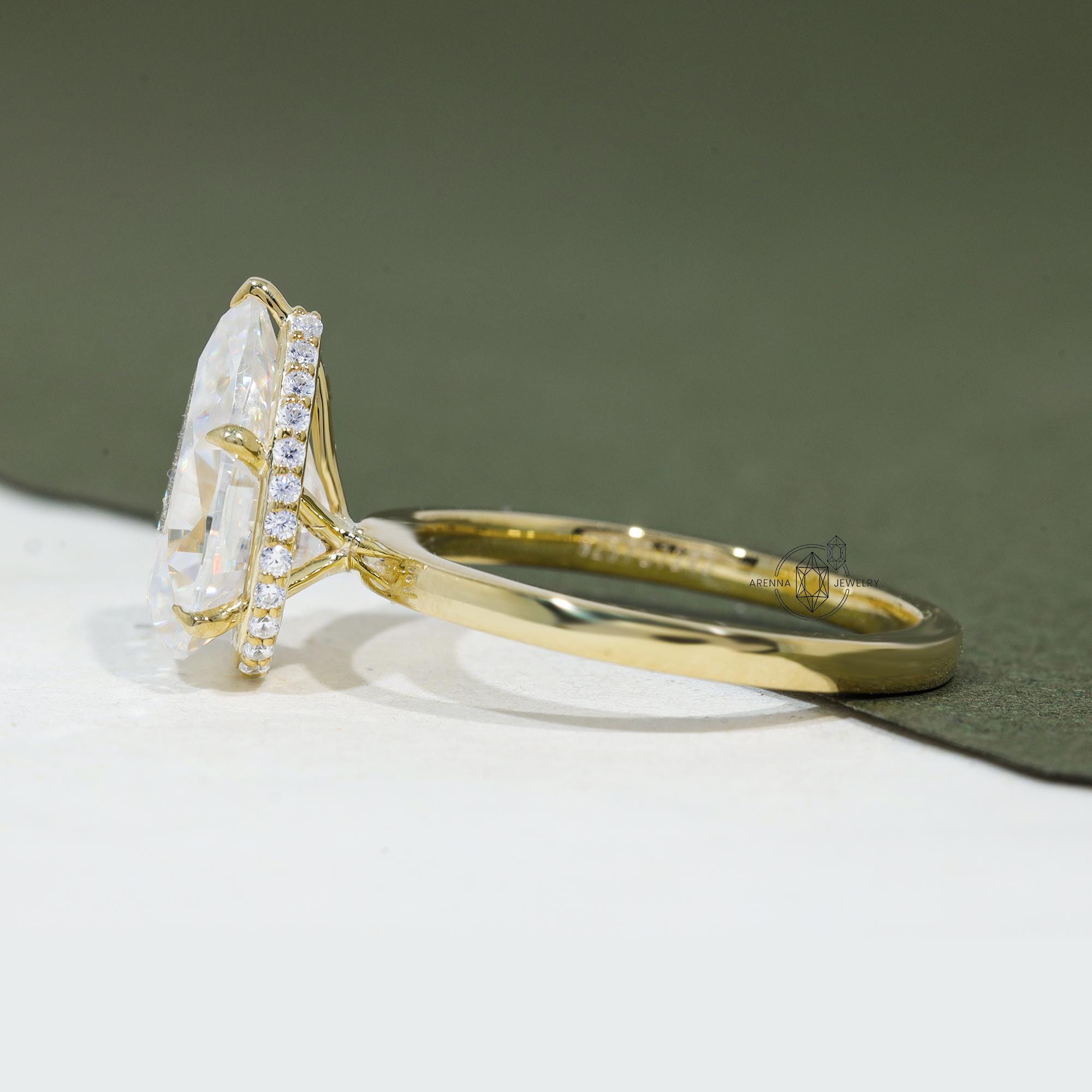 3.0 CT Pear Shaped Moissanite Engagement Ring Pear Cut Ring Tear Drop ...