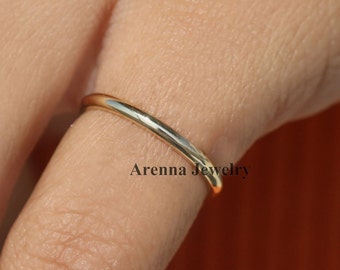 1.5 mm Plain Wedding Band, Thin Plain Stacking Ring, Smooth Plain Band, Matching Band, Plain Gold Ring, Thin Dainty Band, Birthday Gift,