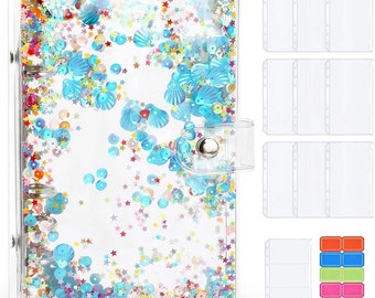 A6 PVC  6 Ring Refillable Budget Binder Cover with 6 Customizable Binder Pockets