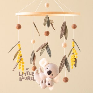 Koala Baby Mobile, Australian Animals Themed Nursery Decor, Australiana Newborn Gift, Gender Neutral Koala Cot Mobile, Baby Shower Gift