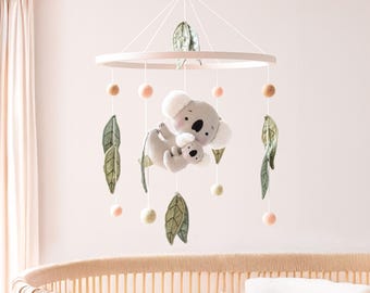 Koala Baby Mobile, australische Tiere unter dem Motto Kinderzimmer Dekor, Australiana Neugeborenen Geschenk, Koala Kinderbett Mobile für Mädchen, Baby-Dusche-Geschenk für Mädchen
