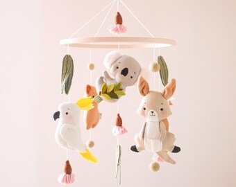 Baby Mobile mit australischen Tieren: Bio Baumwolle Baby Dekoration