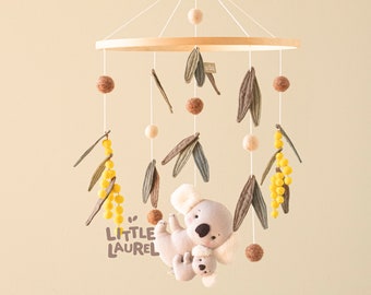 Koala Baby Mobile, Australian Animals Baby Cot Mobile, Aussie Nursery Decor, Koala Nursery, Aussie Baby Shower Gift, Koala Baby Gift