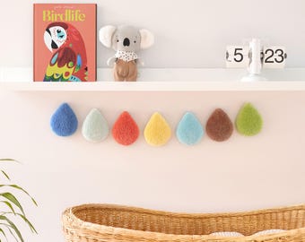 Custom Tufted Raindrop Garland: Nursery Wall Hanging, Kids Room Decor