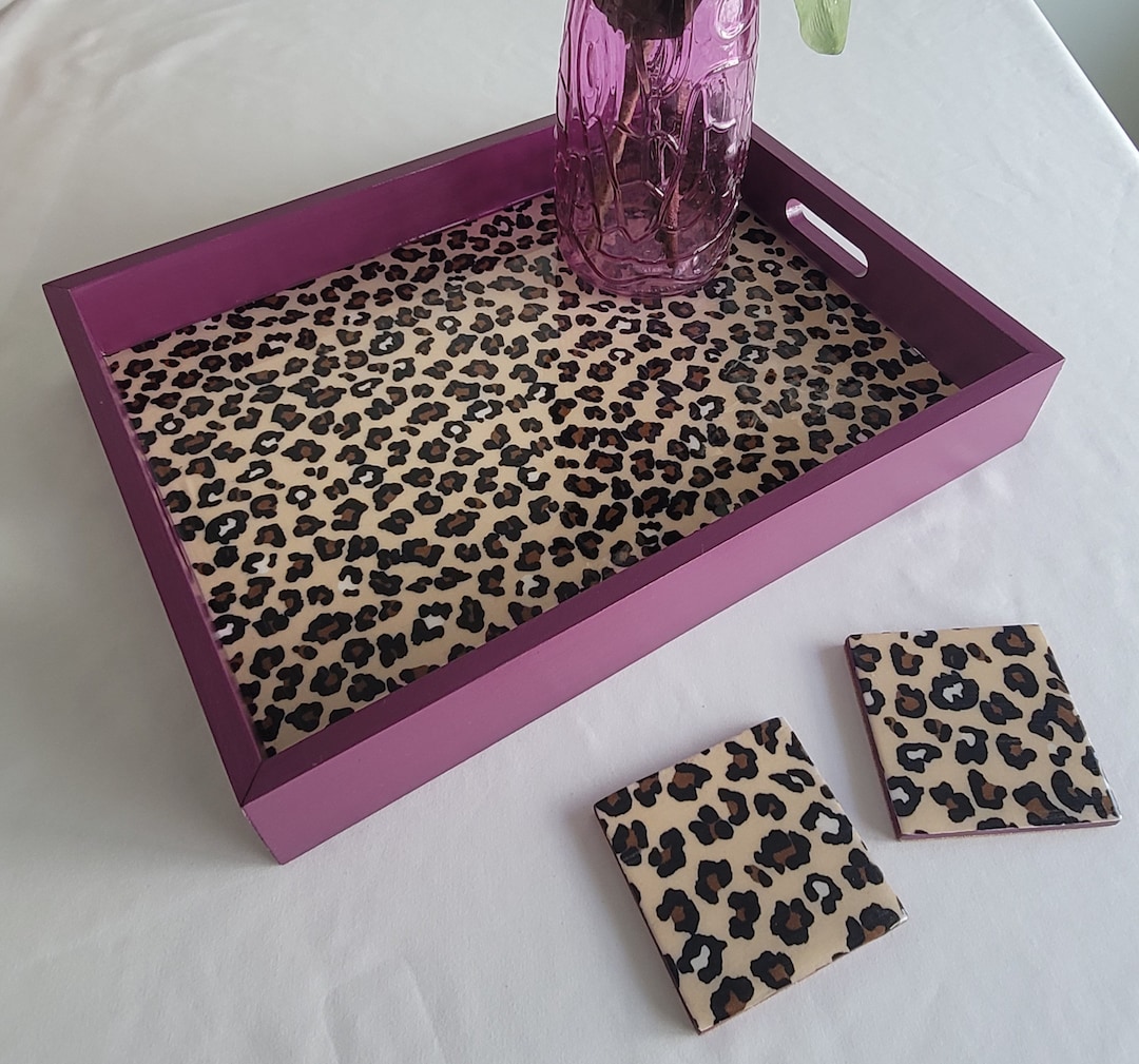 Leopard Print Tray / Serving Tray / Decorative Tray / Tabletop Etsy