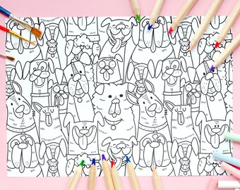 dogs coloring page printable puppy coloring sheet for kids etsy