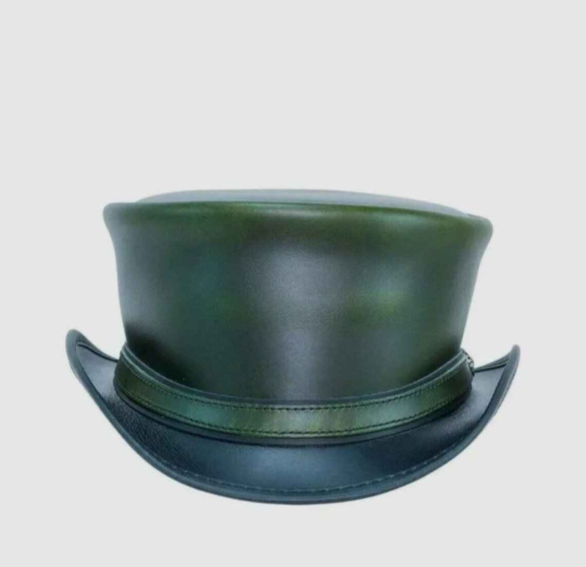 Hampton Leather Top Hat London Green Color Steampunk Etsy