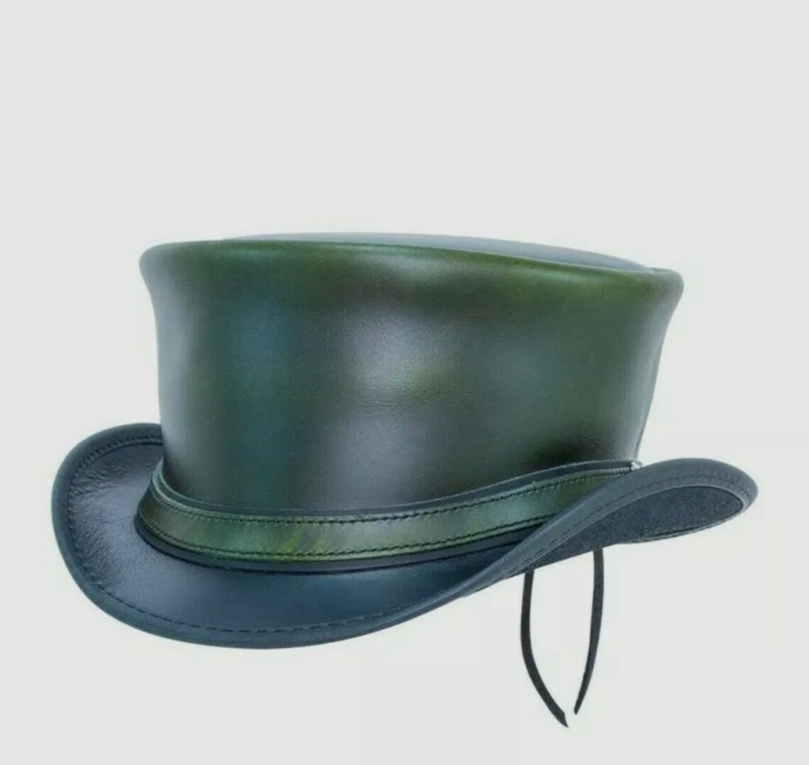 Hampton Leather Top Hat London Green Color Steampunk Etsy