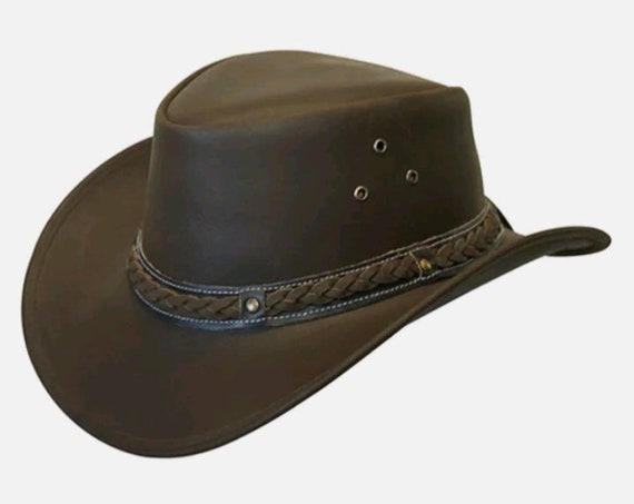 Unisex Australian Outback Hat Down Under Leather Hat -
