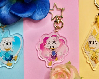 Ducktales Clear Acrylic Charms: Webby, May, June |  Cute Retro Modern Animation Cartoon Accessories