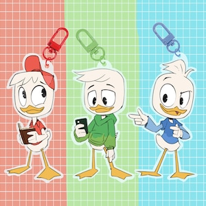 Ducktales Huey, Dewey, and Louie Epoxy Charms | Animation Keychain Cartoon Accessory