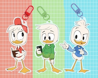 Ducktales Huey, Dewey, and Louie Epoxy Charms | Animation Keychain Cartoon Accessory