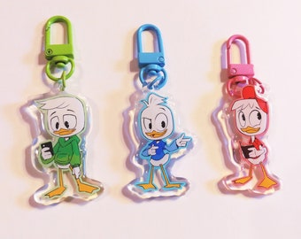 Ducktales Huey, Dewey, and Louie Epoxy Charms | Animation Keychain Cartoon Accessory