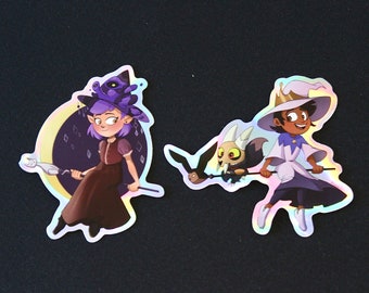 Luz and Amity Holographic Stickers | Animation Cartoon Characters Accessory