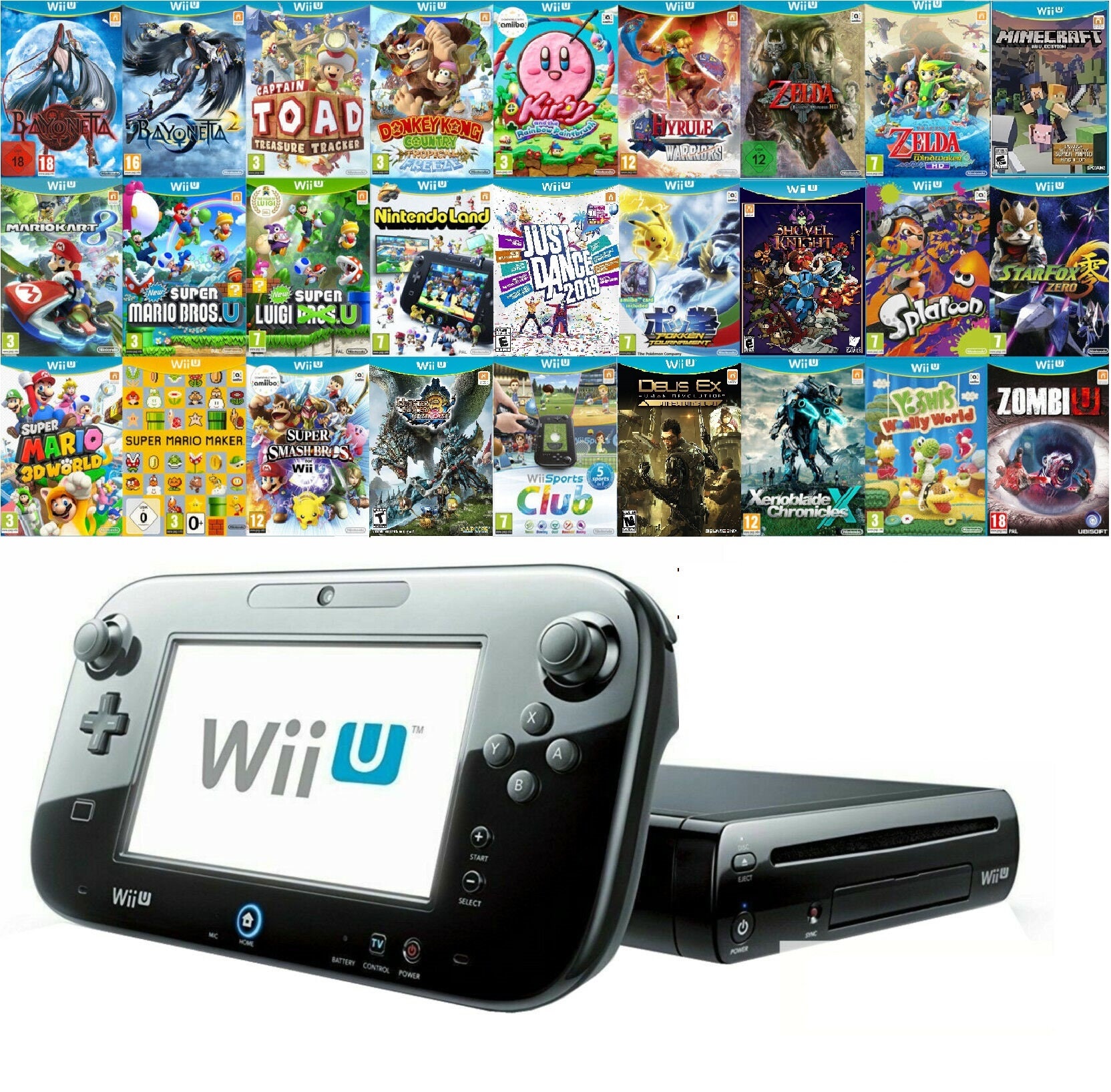 Nintendo Wii U 32GB Black Console Deluxe Bundle -  Israel