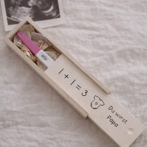 Schwangerschaft verkünden | Holzbox Schwangerschaftstest | Du wirst Papa | Baby 2027