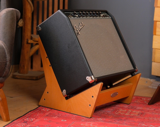Wooden Angled Guitar Amp Stand with Optional Wheels – Handmade Amplifier Riser