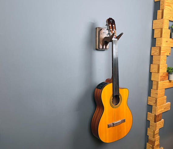 Percha de pared de madera multiusos: para guitarra, saz turco y