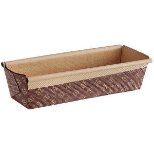 Teglia per pane in carta sicura per forno Kraft ondulato da 8 7/8" x 2 3/4" x 2 1/2"