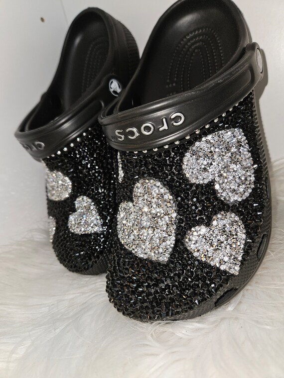 Black Clogs with Silver Cross Accent Metallic Clogs - Etsy main image 2