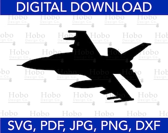 Avión F-16 Fighting Falcon con carga de armas DESCARGA DIGITAL - svg, pdf, jpg, png, dxf