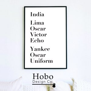 I Love You Printable - Aviation/NATO Phonetic Alphabet - DIGITAL DOWNLOAD - 24&quot;x36&quot;