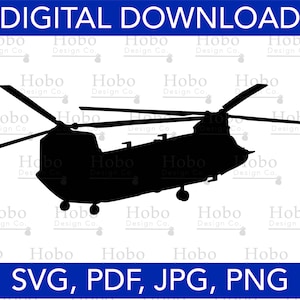 Può includere: Silhouette nera di un elicottero Chinook, un tipo di elicottero da trasporto militare. L'elicottero è mostrato in volo con i rotori in rotazione. DOWNLOAD DIGITALE SVG, PDF, JPG, PNG.