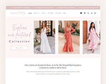 Story - Boutique Shopify Theme | Fashion Shopify Template | Feminine & Clean Design | Editable Canva Templates | Store Setup Included