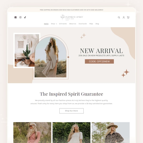 Spirit - Boho Shopify Theme | Boutique Shopify Template | Minimalist & Clean Design | Editable Canva Templates | Shopify OS 2.0 Theme