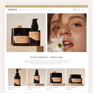 Layers - Beauty Shopify Theme | Skincare Shopify Template | Clean & Feminine Design | Editable Canva Templates | Store Setup Included