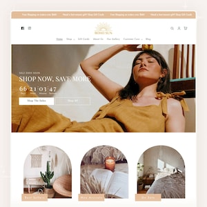 Boho Sun - Boho Shopify Theme | Fashion Shopify Template | Sophisticated & Minimalist Design | Editable Canva Templates | OS 2.0 Theme