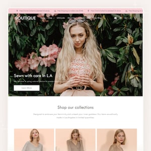 Boutique - Pink Shopify Theme | Fashion Shopify Template | Modern, Feminine & Clean Design | Premade Website Template | Store Setup Included