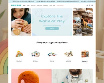 Dino Kids - Toy Store Shopify Theme | Toys Template | Children's Games Website | Store Setup Included