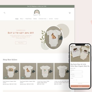 Tale - Baby Clothing Shopify Theme | Boutique Shopify Template | Feminine, Minimal & Clean Design | Editable Canva Templates | OS 2.0 Theme