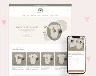 Tale - Baby Clothing Shopify Theme | Boutique Shopify Template | Feminine, Minimal & Clean Design | Editable Canva Templates | OS 2.0 Theme