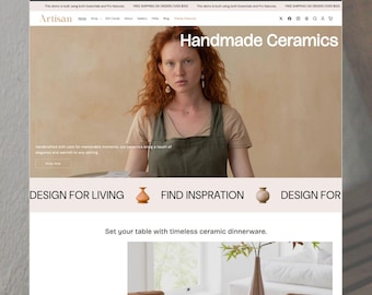 Artisan - Handmade Shopify Theme | Craft Ceramics Template | Pottery Website | Rustic Modern | Store Setup Included