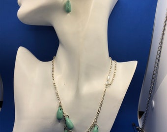 Blue beaded Set Necklace and earrings