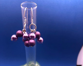 Purple round beads earrings