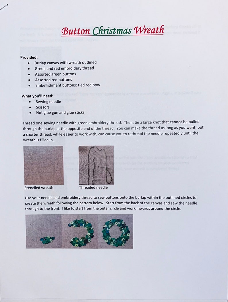 Wreath Button Pattern Christmas Wreath Button Kit - Etsy