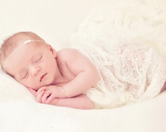Baby Fotoshooting Wrap Mohair Stirnband Perlen Pucktuch Neugeborenen Outfit